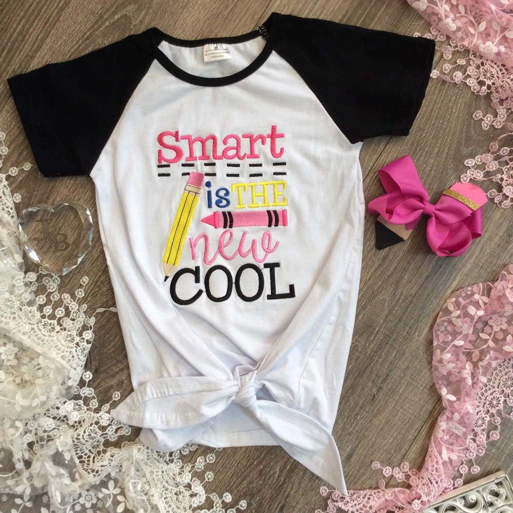 Boutique Girls School Raglan Tshirt & Bow